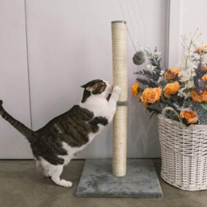 Qucey 32 Inches Cat Scratching Post, Cat Scratch Post Claw Scratcher with Sisal Rope, Scratching Post for Indoor Cats with Hanging Ball