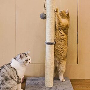 Qucey 32 Inches Cat Scratching Post, Cat Scratch Post Claw Scratcher with Sisal Rope, Scratching Post for Indoor Cats with Hanging Ball