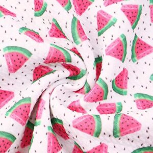 david angie summer fruits watermelon patterned bullet textured liverpool fabric 4 way stretch spandex knit fabric by the yard for head wrap accessories (watermelon)
