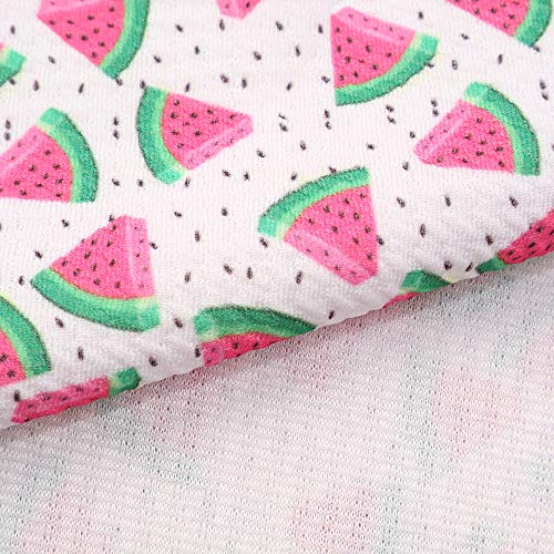 David Angie Summer Fruits Watermelon Patterned Bullet Textured Liverpool Fabric 4 Way Stretch Spandex Knit Fabric by The Yard for Head Wrap Accessories (Watermelon)