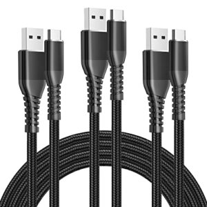 usb c cable 6ft 3pack hibiker 3a type c charging cable premium nylon usb-c to usb-a fast charger c cord for samsung galaxy s10 s10e s9 s8 s20 a10e a20 plus,note 10 9 8,z flip,lg g5 6 v20 30 40 (black)