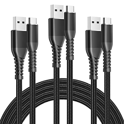 USB C Cable 6ft 3Pack Hibiker 3A Type C Charging Cable Premium Nylon USB-C to USB-A Fast Charger C Cord For Samsung Galaxy S10 S10E S9 S8 S20 a10e a20 Plus,Note 10 9 8,Z Flip,LG G5 6 V20 30 40 (Black)