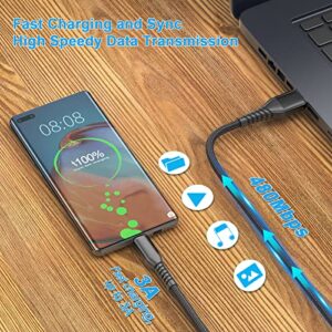 USB C Cable 6ft 3Pack Hibiker 3A Type C Charging Cable Premium Nylon USB-C to USB-A Fast Charger C Cord For Samsung Galaxy S10 S10E S9 S8 S20 a10e a20 Plus,Note 10 9 8,Z Flip,LG G5 6 V20 30 40 (Black)