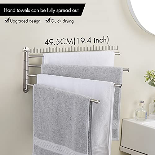 KES Swivel Towel Bar 19.5" 4-Arm Extra Long, Swing Out Towel Rack for Bathroom Wall, Hand Towel Holder for Multiple Towels, SUS304 Stainless Steel Brushed Finish, A2103S4L50-2