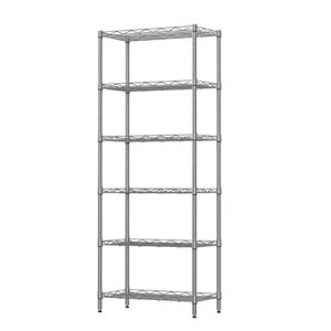 singaye 6-shelf storage shelf wire shelving unit metal shelves unit storage adjustable, standing shelf units with pp liner 21.25" w x 11.41d x 69 "h (silver)