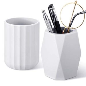 2 pieces silicone pencil holder geometric pen cup round pen container desktop pencil stationary holders makeup brush holder for school office home desk supplies