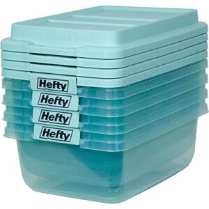 hefty 18-quart hi-rise storage bin (4 pack)