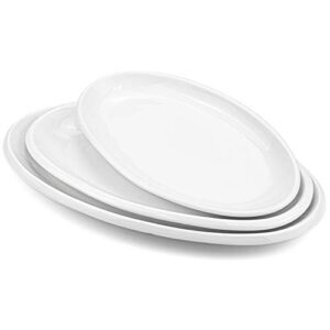 foraineam set of 3 sizes porcelain oval serving platters white dinner plates serving dishes for party, dessert, sushi, fish