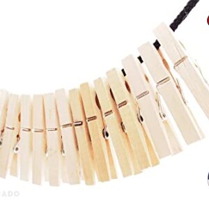 Eldorado Clothespins - 300 PCS. Standard Natural Wooden, Stain Proof, 3 inch, for Multipurpose Everyday Laundry, Clothes, Towels, Craft, Photos, Pictures, Decor, Baby Shower, Art Wall (300)