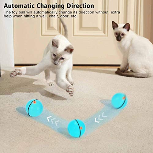 Interactive Cat Toys Ball with LED Light, 360 Degree Self Auto Rotating Intelligent Ball, Smart USB Rechargeable Spinning Cat Ball Toy,Stimulate Hunting Instinct Kitten Funny Chaser Roller Pet Toy