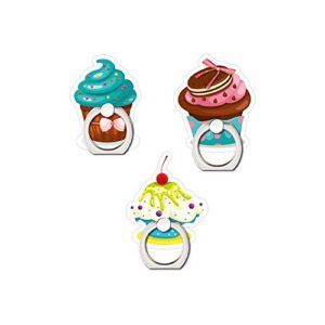 gshopvv set of 3 ice cream cell phone ring holder stand adjustable universal finger alloy ring holder for iphone