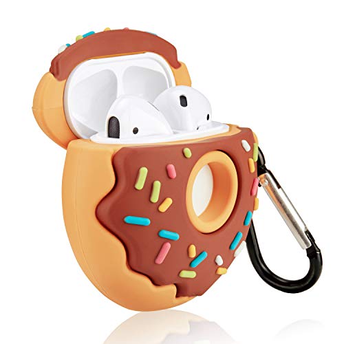 Mulafnxal for Airpods 1&2 Case, Cute 3D Funny Cartoon Food Soft Silicone Protective Airpod Cover, Stylish Fun Cool Design Shockproof Skin, Fashion Cases for Girls Kids Teens Boys Air pods (Donuts)