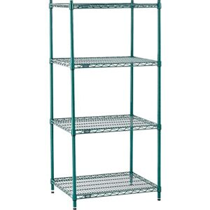 nexel 21" x 30" x 54", 4 tier adjustable wire shelving unit, nexguard anti-microbial agent, nsf listed commercial storage rack, poly-green, leveling feet