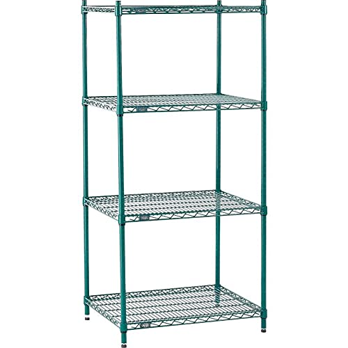 Nexel 21" x 30" x 54", 4 Tier Adjustable Wire Shelving Unit, NEXGuard Anti-Microbial Agent, NSF Listed Commercial Storage Rack, Poly-Green, Leveling feet