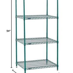 Nexel 21" x 30" x 54", 4 Tier Adjustable Wire Shelving Unit, NEXGuard Anti-Microbial Agent, NSF Listed Commercial Storage Rack, Poly-Green, Leveling feet