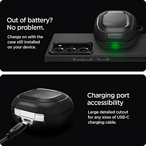 Spigen Rugged Armor Designed for Galaxy Buds2 Pro Case (2022) / Galaxy Buds 2 Case (2021) / Galaxy Buds Pro Case (2021) / Galaxy Buds Live Case (2020) - Matte Black