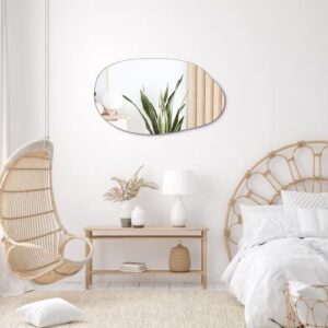 EDGEWOOD Asymmetrical Accent Wall Mounted Irregular Oval Mirror Decorative Living Room Bedroom Entryway, 19.7 x 33.5 Inches