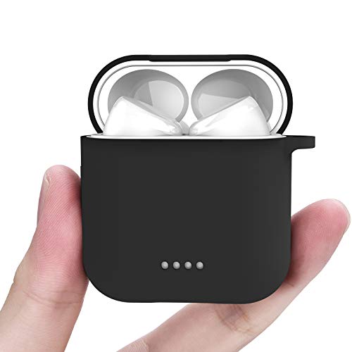 TOZO T6 Protective Silicone Case Shockproof Soft Skin Cover for TOZO T6 Earbuds with Front LED Visible and Keychain Black