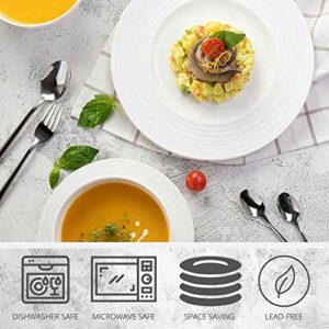 Bundle: Bone China dinnerware set 16-piece and Stainless steel silverware set 20-piece, Plates and Bowls Sets, Dishes Dinnerware Sets, Dinnerware Sets, White Plates,Flatware Set, Cutlery Set