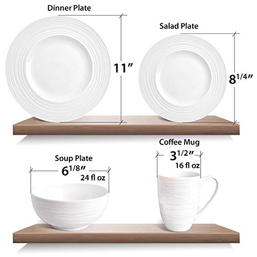 Bundle: Bone China dinnerware set 16-piece and Stainless steel silverware set 20-piece, Plates and Bowls Sets, Dishes Dinnerware Sets, Dinnerware Sets, White Plates,Flatware Set, Cutlery Set