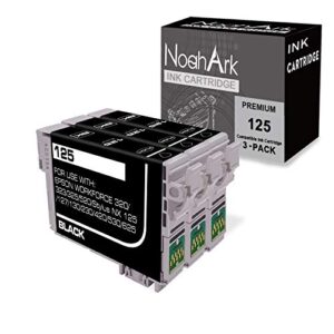 noahark 3 packs t125 remanufactured ink cartridge replacement for epson 125 use for epson stylus nx125 nx127 nx230 nx420 nx530 nx625 workforce 320 323 325 520 printer (3 black)