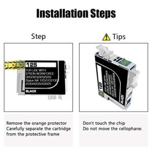 NoahArk 3 Packs T125 Remanufactured Ink Cartridge Replacement for Epson 125 use for Epson Stylus NX125 NX127 NX230 NX420 NX530 NX625 Workforce 320 323 325 520 Printer (3 Black)