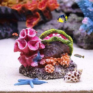 danmu 1pc of polyresin coral ornaments, aquarium coral decor for fish tank aquarium decoration 3 7/10" x 2 1/2" x 2 4/5"