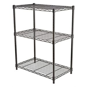 Amazon Basics 3-Shelf Adjustable, Heavy Duty Storage Shelving Unit, Steel Organizer Wire Rack, Black & 6 Cube Grid Wire Storage Shelves, Black