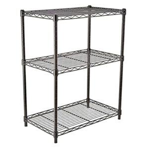 Amazon Basics 3-Shelf Adjustable, Heavy Duty Storage Shelving Unit, Steel Organizer Wire Rack, Black & 6 Cube Grid Wire Storage Shelves, Black