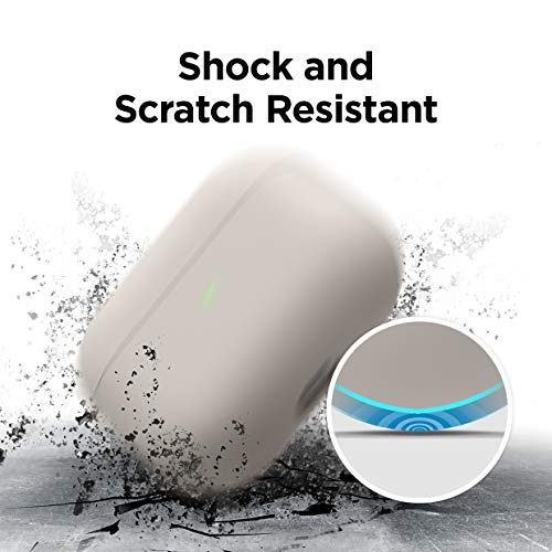 elago Liquid Silicone Case Compatible with AirPods Pro Case Cover - Triple Layer Protection, Safeguard Design, Supports Wireless Charging, Visible LED Light [Stone]