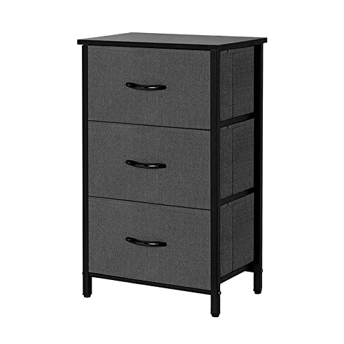 AZL1 Life Concept, 3 Drawers Fabric Dresser Storage Tower, Organizer Unit for Bedroom, Closet, Entryway, Hallway - Dark Grey