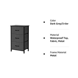 AZL1 Life Concept, 3 Drawers Fabric Dresser Storage Tower, Organizer Unit for Bedroom, Closet, Entryway, Hallway - Dark Grey