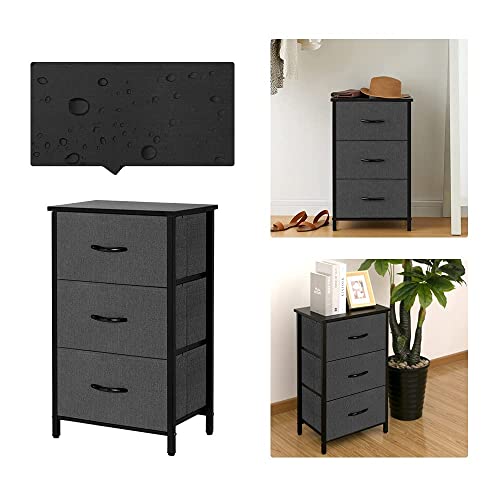 AZL1 Life Concept, 3 Drawers Fabric Dresser Storage Tower, Organizer Unit for Bedroom, Closet, Entryway, Hallway - Dark Grey