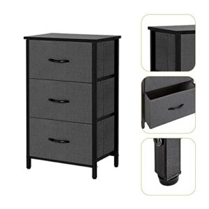 AZL1 Life Concept, 3 Drawers Fabric Dresser Storage Tower, Organizer Unit for Bedroom, Closet, Entryway, Hallway - Dark Grey