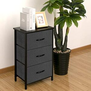 AZL1 Life Concept, 3 Drawers Fabric Dresser Storage Tower, Organizer Unit for Bedroom, Closet, Entryway, Hallway - Dark Grey