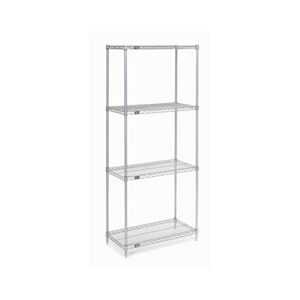 nexel 18" x 24" x 54", 4 tier, poly-z-brite adjustable wire shelving unit, nexguard anti-microbial agent, nsf listed commercial storage rack, silver, leveling feet