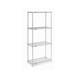 Nexel 18" x 24" x 54", 4 Tier, Poly-Z-Brite Adjustable Wire Shelving Unit, NEXGuard Anti-Microbial Agent, NSF Listed Commercial Storage Rack, Silver, Leveling feet