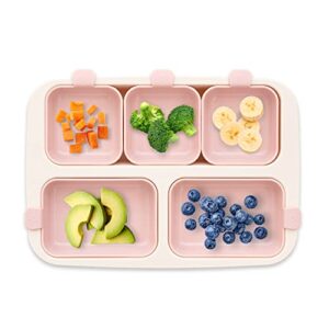 nestique silicone plates for baby & toddlers | kids plates & toddler silicone plates | toddler snack tray divided plate | kids food tray & divided plates | divided plates for kids - pink