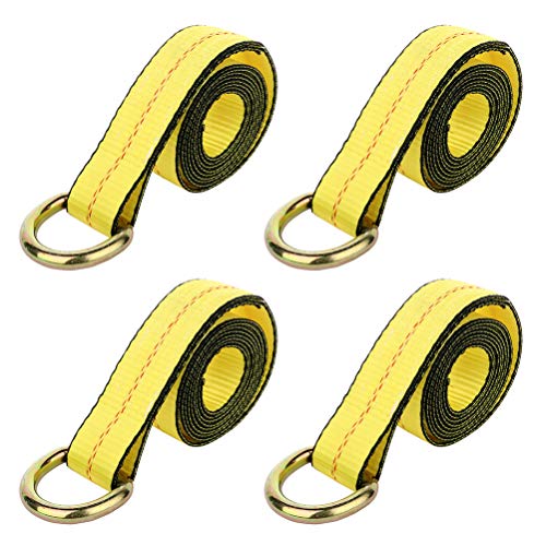 OCPTY 4 x Lasso Straps Wrecker Car Hauler Truck Tow Dolly Tire Wheel Tie Down Strap Yellow (2in. X 8ft.)