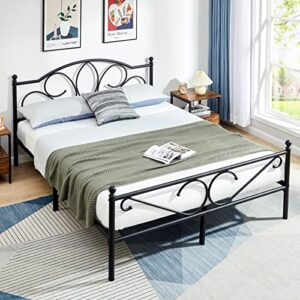 greenforest queen size bed frame with headboard quick assembly heavy duty platform bed frame with underbed storage,no box spring needed mattress foundation,black