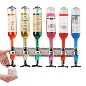 Lfhelper Wall Mounted Liquor alcohol Dispenser 6-Bottle for Bar/Home Party Use Fit Wine Cocktail Alcohol Drink Beverage Juice, Aluminum Alloy&ABS