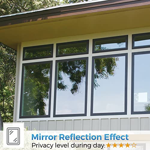 bofeifs Window Privacy Film One Way: Window Tinting Film for Home Static Cling, Mirror Reflective Window Film Daytime Privacy See Out Not in, Anti-UV Heat Control Window Film 17.7 Inch x 6.5 Feet