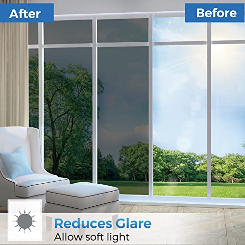 bofeifs Window Privacy Film One Way: Window Tinting Film for Home Static Cling, Mirror Reflective Window Film Daytime Privacy See Out Not in, Anti-UV Heat Control Window Film 17.7 Inch x 6.5 Feet