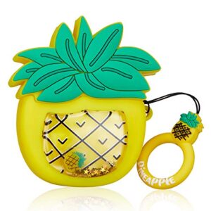 oqplog for airpod pro 2019/pro 2 gen 2022 case protective soft silicone cute cover for teens girls kids air pods funny fruit quicksand shiny skin accessories cases for airpods pro-bling pineapple