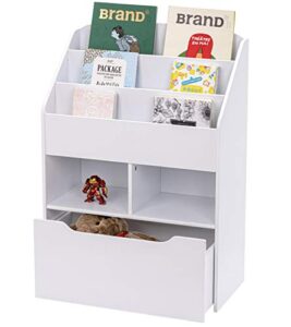 utex kids bookshelf and toy storage organizer kids book organizer bookcase storage for kids with rolling toy box white
