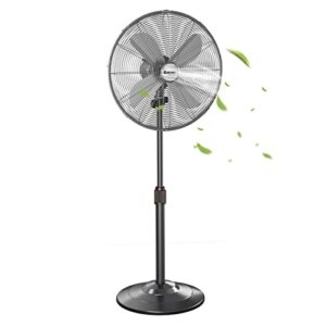 costway metal pedestal fan, 18-inch quiet oscillating standing fan with height adjustable, 3 wind speed, 4 blades, widespread stand floor fan for bedroom, room, home, office, shop (black bronze)