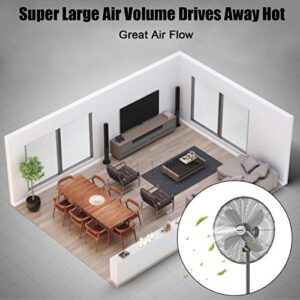 COSTWAY Metal Pedestal Fan, 18-Inch Quiet Oscillating Standing Fan with Height Adjustable, 3 Wind Speed, 4 Blades, Widespread Stand Floor Fan for Bedroom, Room, Home, Office, Shop (Black bronze)