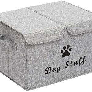 Xbopetda Linen Fabric Box with lid and Handles Foldable Dog Storage Cubes Box,Great for Dog Apparel & Accessories-Snow Gray