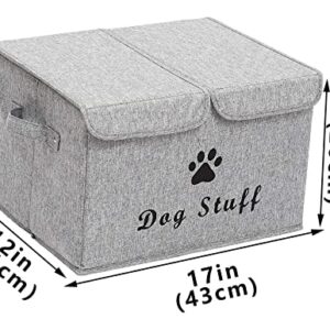 Xbopetda Linen Fabric Box with lid and Handles Foldable Dog Storage Cubes Box,Great for Dog Apparel & Accessories-Snow Gray