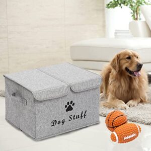 Xbopetda Linen Fabric Box with lid and Handles Foldable Dog Storage Cubes Box,Great for Dog Apparel & Accessories-Snow Gray